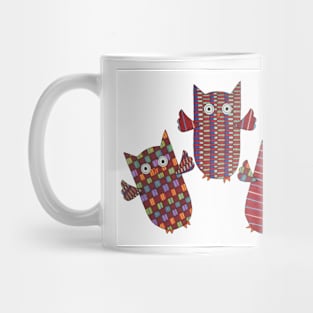 3 Red Owls Flying Mug